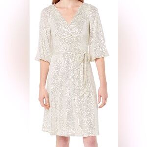 DKNY Sequin Wrap Dress